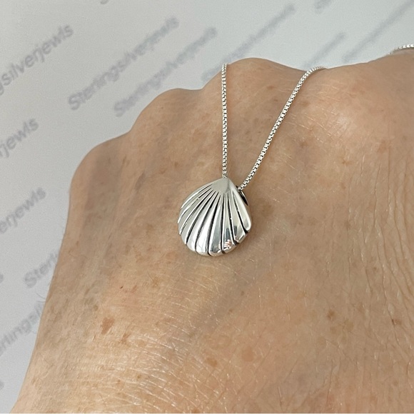 Sterling Silver Small Seashell Necklace, Beach Necklace, Silver Necklaces - Picture 12 of 14